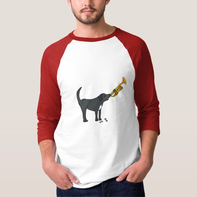 BD, lustiger Hund, der das Trompete-Shirt spielt T-Shirt (Vorderseite)