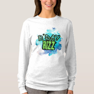 B'Day (Geburtstag) Rizz Grün und einfarbig blau T-Shirt