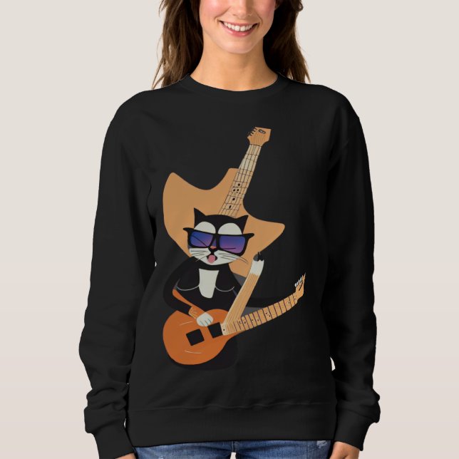 Be a Cat That is Cool Playing Guitar Abstract Sweatshirt (Vorderseite)