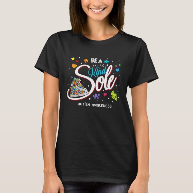 Be A Kind Sole Autism Awareness Rainbow Trendy Puz T-Shirt (Vorderseite)