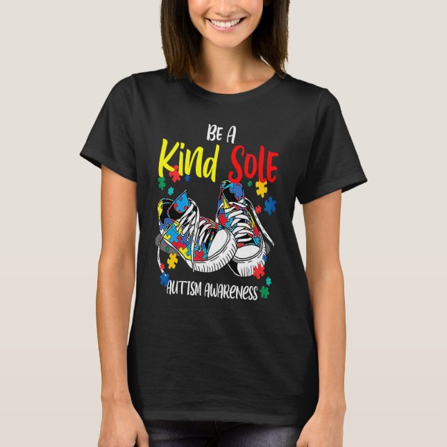 Be A Kind Sole Autism Awareness Rainbow Trendy Puz T-Shirt (Vorderseite)
