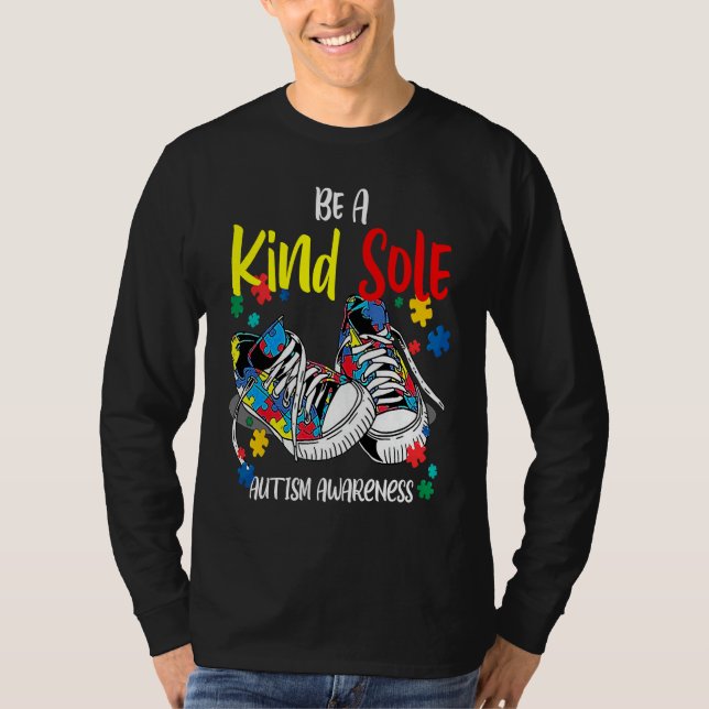 Be A Kind Sole Autism Awareness Rainbow Trendy Puz T-Shirt (Vorderseite)
