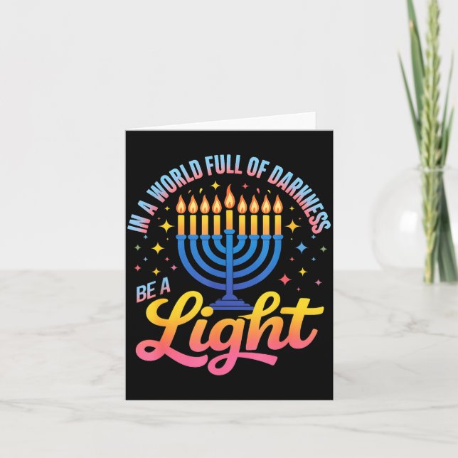 Be A Light Happy Hanukkah Menorah Jewish Gift  Karte (Vorderseite)