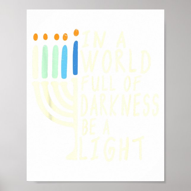 Be A Light Happy Hanukkah Menorah Jewish Gift  Poster (Vorne)
