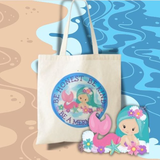 BE A Mermaid Niedlich Happy Tote Bag Tragetasche ( whimsical mermaid treasures)