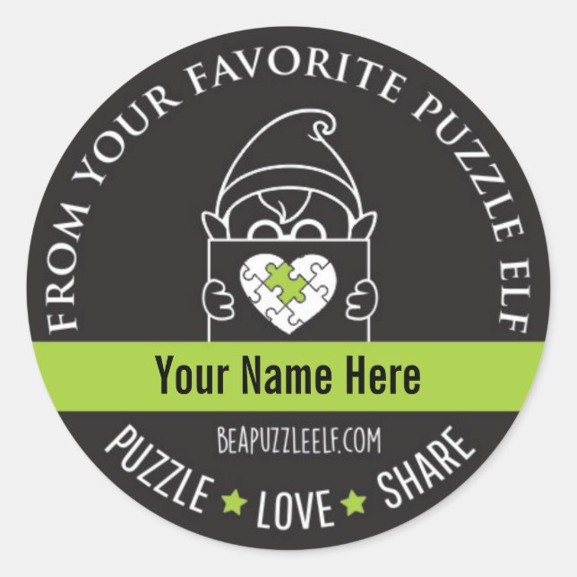 Be A Puzzle Elf – Personalized Sticker (Vorderseite)