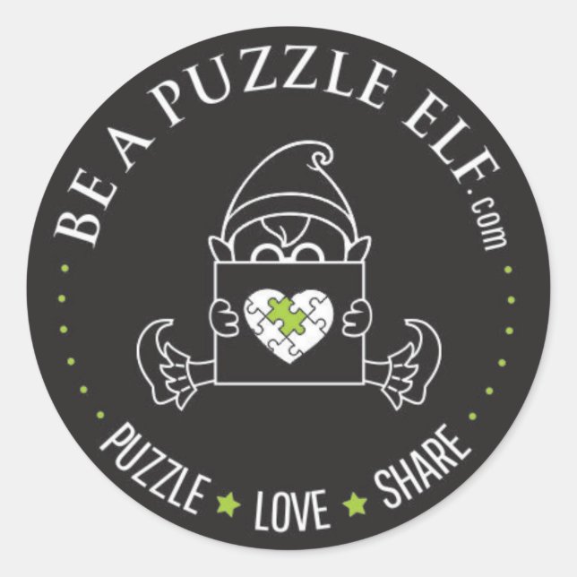 Be A Puzzle Elf – PUZZLE. LOVE. SHARE Sticker (Vorderseite)