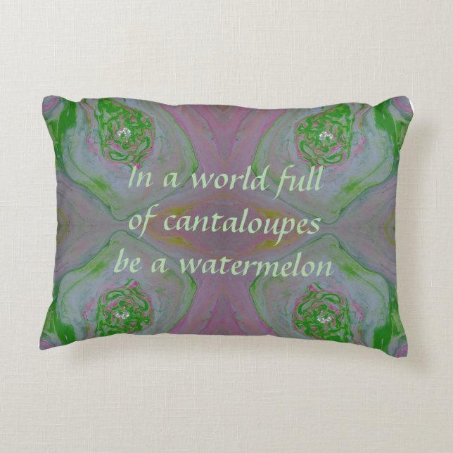"Be a Watermelon" Acrylic Pour Inspiriert Dekokissen (Rückseite)