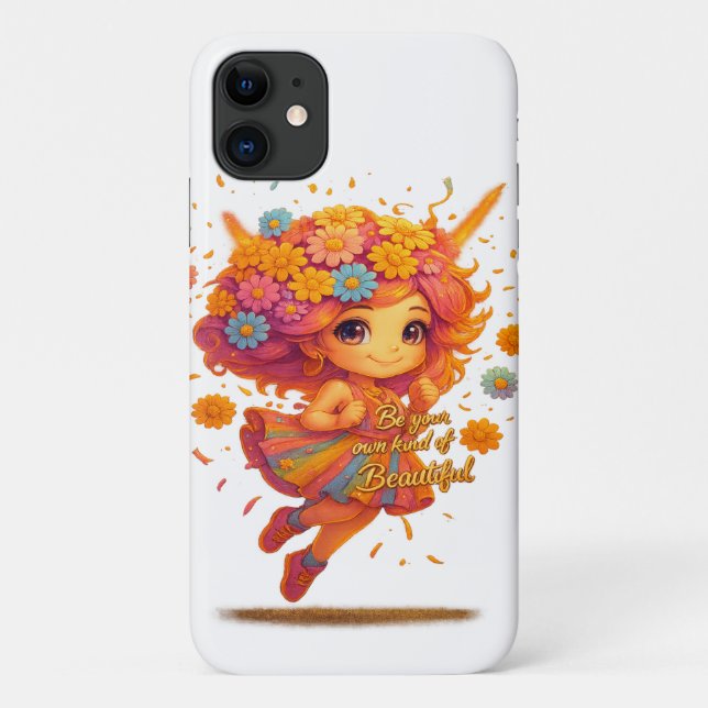 "Be Bright, Be Beautiful" Blumenmaus iPhone Case (Rückseite)