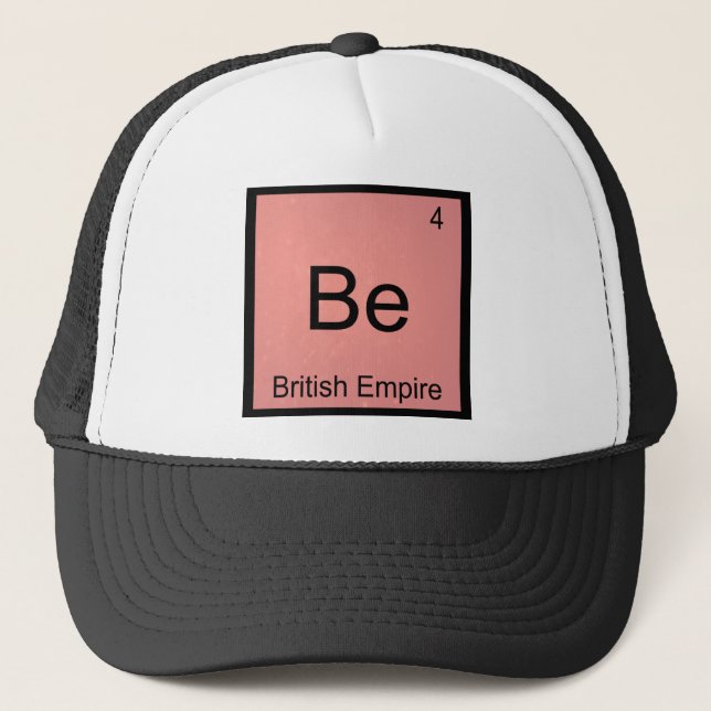 Be - Britisches Empire Funny Chemistry Element Sym Truckerkappe (Vorderseite)