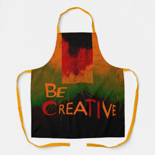 "Be Creative" Schwarz Orange Shades Green Design Schürze