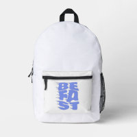 BE FAST - Dynamic Blue Typography Weißer Rucksack