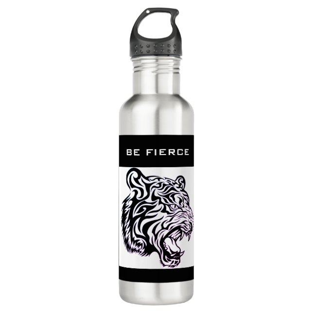 BE FIERCE TIGWasser Flasche Edelstahlflasche (Vorderseite)