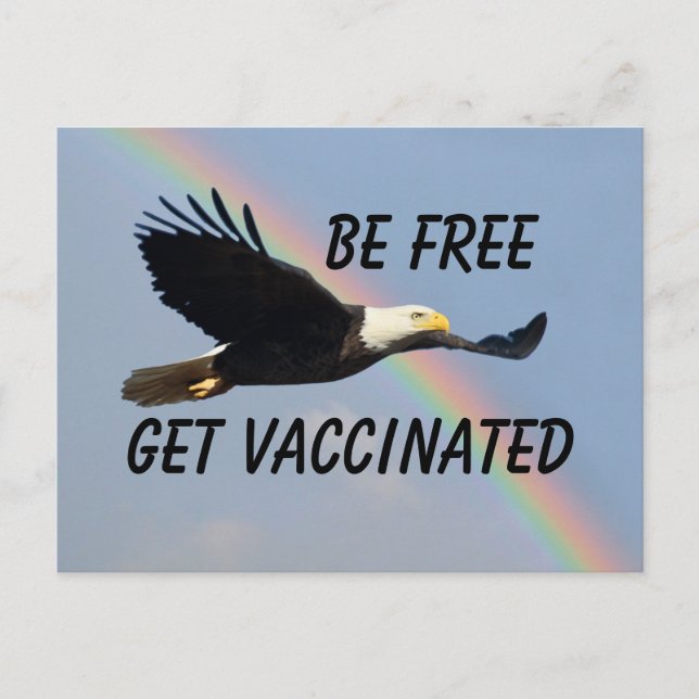 Be Free Get Vaccated Flying American Bald Eagle Postkarte (Vorderseite)