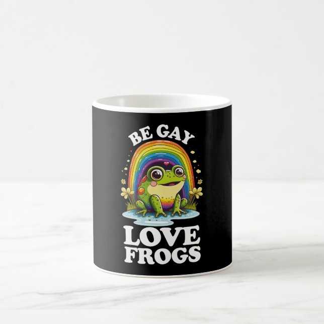 Be Gay Liebe Frogs Funny LGBTQ Pride Rainbow Retro Kaffeetasse (Mittel)