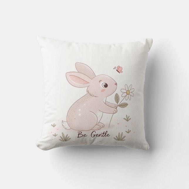 Be Gentle Baby Bunny – Minimalist Scandinavian Kissen (Vorderseite)