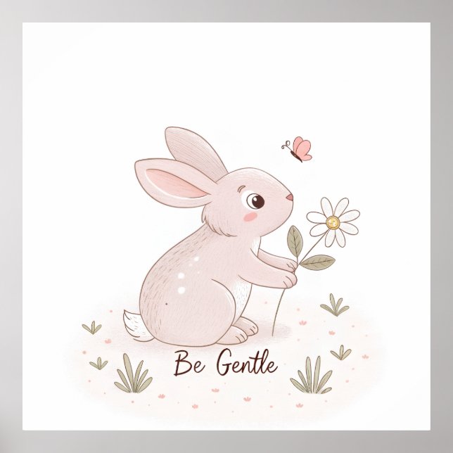 Be Gentle Baby Bunny – Minimalist Scandinavian Poster (Vorne)