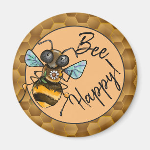 Be Happy Adorable Honeybee Magnet