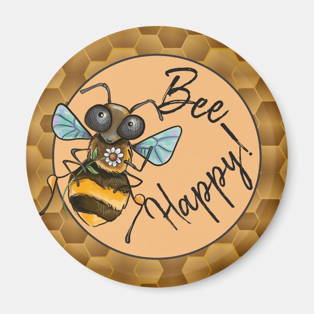 Be Happy Adorable Honeybee Magnet (Vorne)