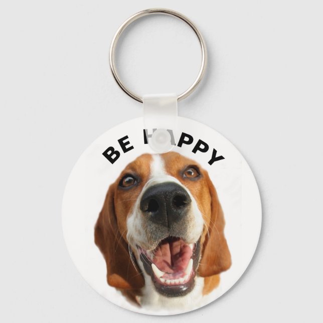 Be Happy Beagle Schlüsselanhänger (Vorderseite)