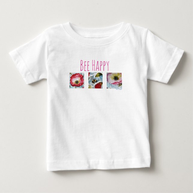 Be Happy Bee and Blume Art Baby Tutu Baby T-shirt (Vorderseite)