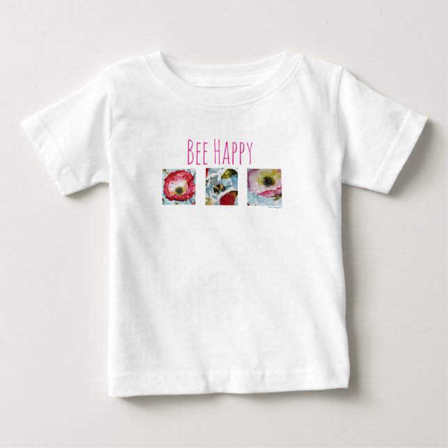 Be Happy Bee and Blume Art Baby Tutu T-shirt (Vorderseite)