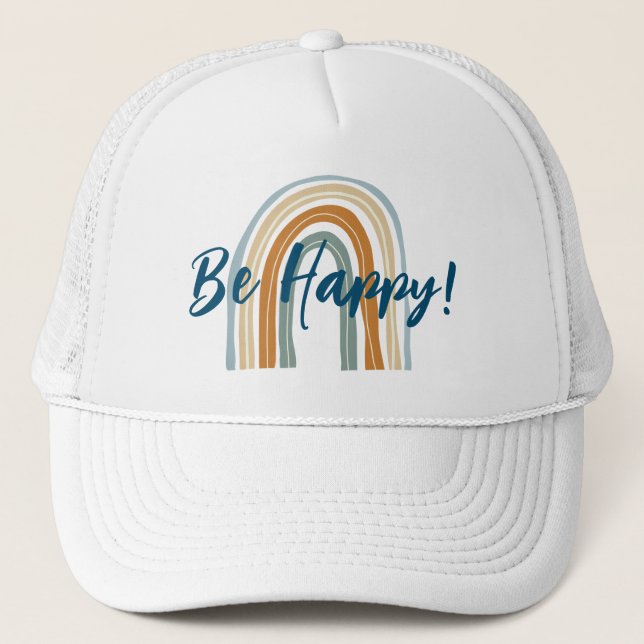 Be Happy Boho Rainbow Trucker hat Truckerkappe (Vorderseite)