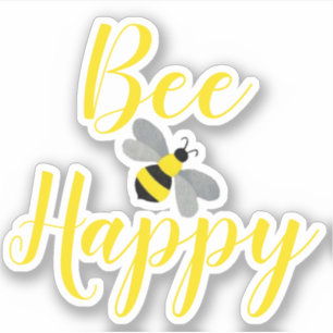 Be Happy Bumble Bee   Custom Cut Vinyl Aufkleber