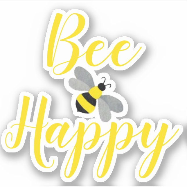 Be Happy Bumble Bee | Custom Cut Vinyl Aufkleber (Vorderseite)
