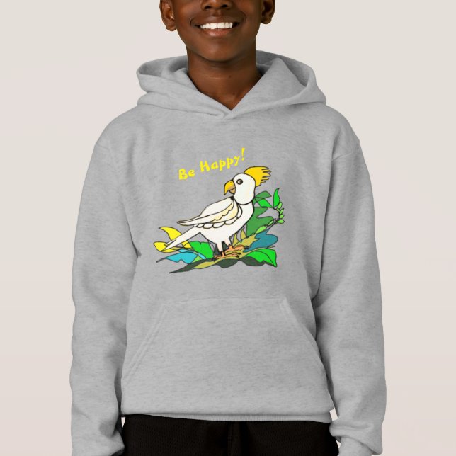 Be Happy Cockatoo Hoodie (Vorderseite)