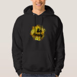 Be Happy Golden Floral Butterfly Art T-Shirt Hoodie<br><div class="desc">Radiate joy and positivity with this vibrant "Be Happy" inspirational design. The artwork features a stunning, glowing golden flower at its center, surrounded by ethereal yellow smoke-like textures and delicate butterfly silhouettes. Two realistic yellow and white plumeria flowers sit gracefully at the base, adding a touch of nature's elegance. The...</div>