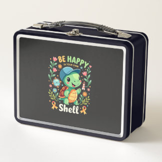 Be Happy In Your Own Shell Turtle Autism Awareness Metall Brotdose
