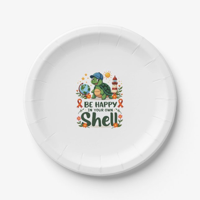 Be Happy In Your Own Shell Turtle Autism Awareness Pappteller (Vorderseite)