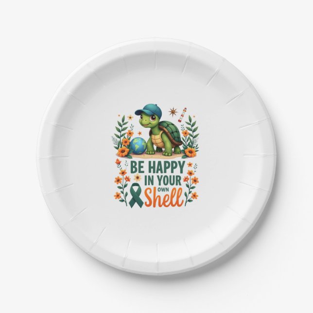 Be Happy In Your Own Shell Turtle Autism Awareness Pappteller (Vorderseite)