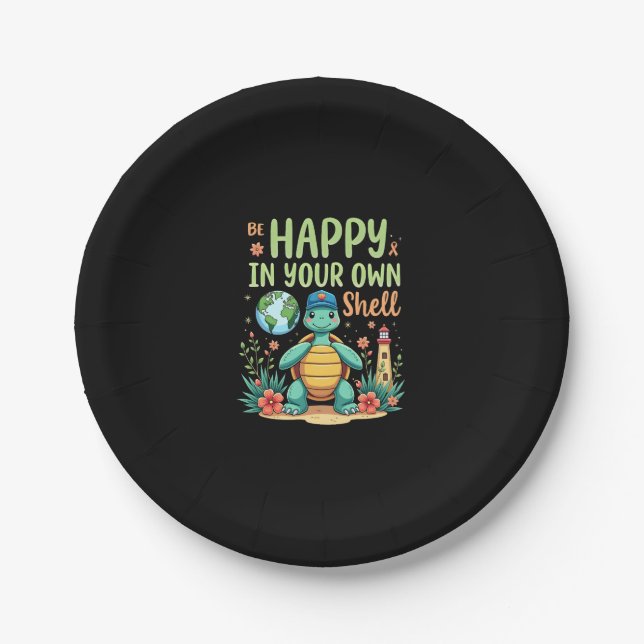 Be Happy In Your Own Shell Turtle Autism Awareness Pappteller (Vorderseite)