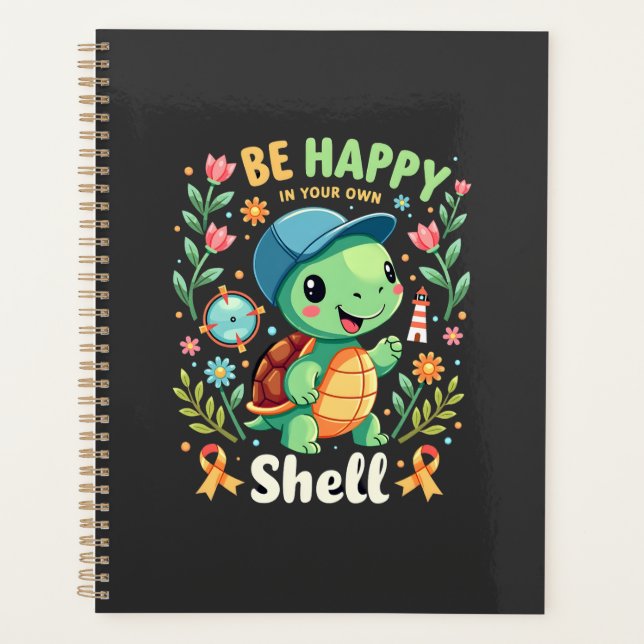 Be Happy In Your Own Shell Turtle Autism Awareness Planer (Vorderseite)