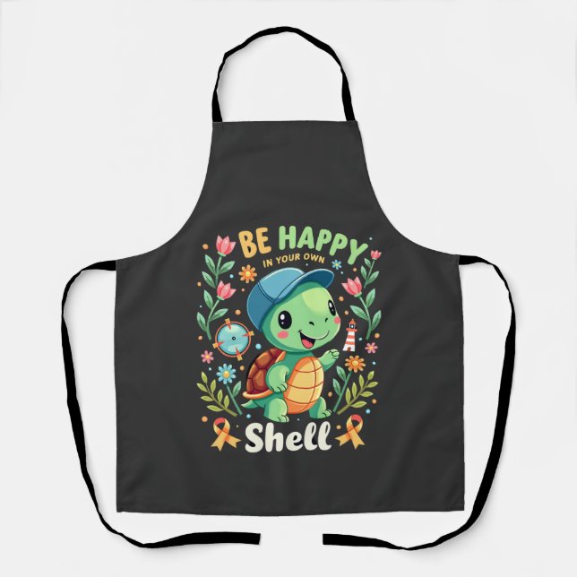 Be Happy In Your Own Shell Turtle Autism Awareness Schürze (Vorderseite)