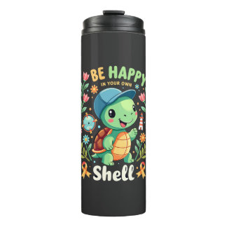 Be Happy In Your Own Shell Turtle Autism Awareness Thermosbecher