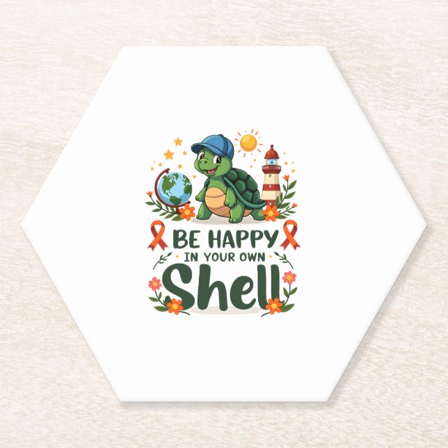 Be Happy In Your Own Shell Turtle Autism Awareness Untersetzer (Vorderseite)