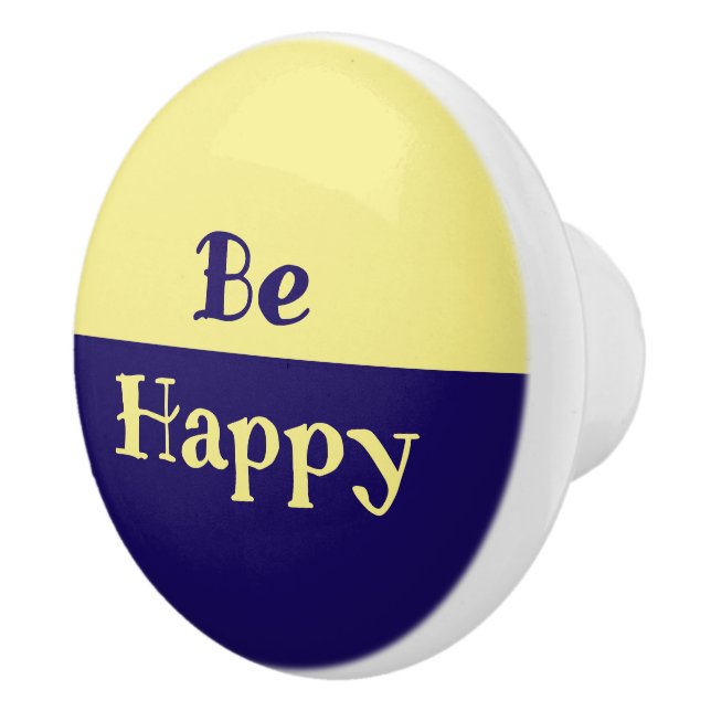 Be Happy Keramik Knob (Butter Yellow & Navy Blue) Keramikknauf (Rechts)