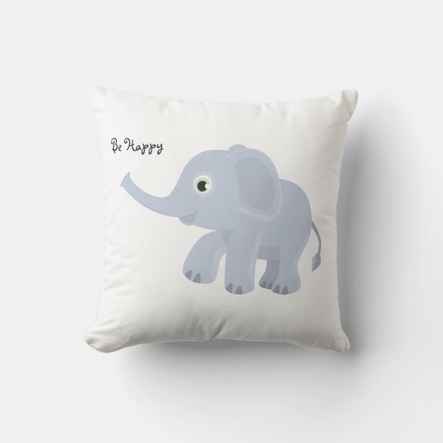 Be Happy Lavender Elephant Pillow Kissen (Vorderseite)