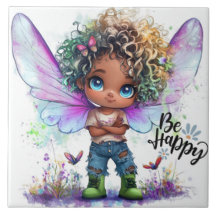 Be Happy Lil Fairy Keramik Tile