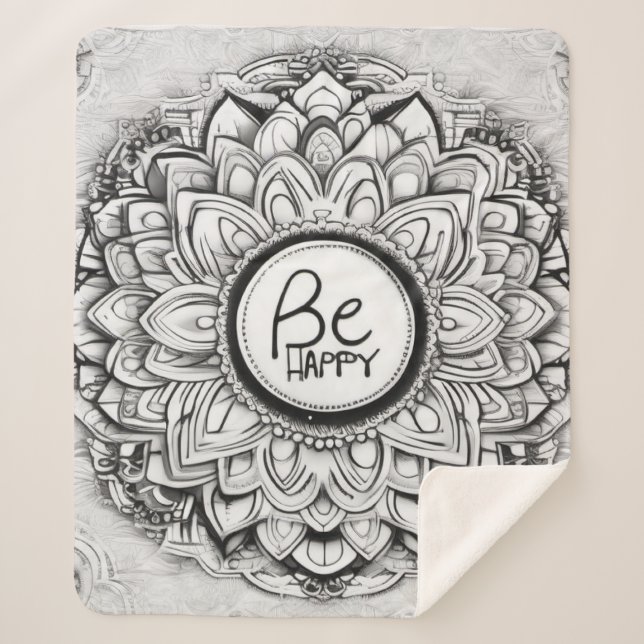 Be Happy Mandala Patterns Sherpadecke (Vorderseite)