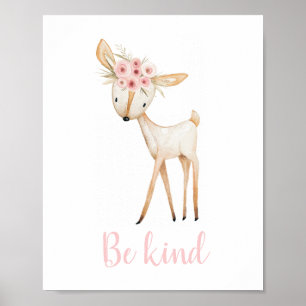 Be Happy Niedlich Watercolor Boho Woodland Kinderz Poster