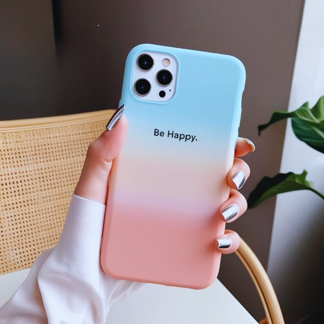 Be Happy Pastel Gradient iPhone Case Hülle (Von Creator hochgeladen)