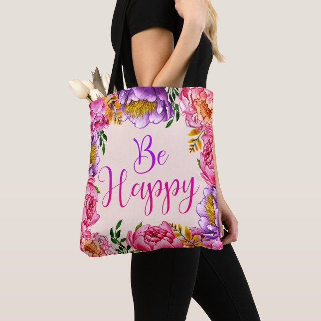 Be Happy Peony Tote Bag (Von Nahem)