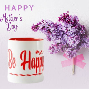 Be Happy Typografy Text Word Zweifarbige Tasse