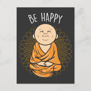 Be Happy Zen Little Buddha Mandala Buddhist Postkarte