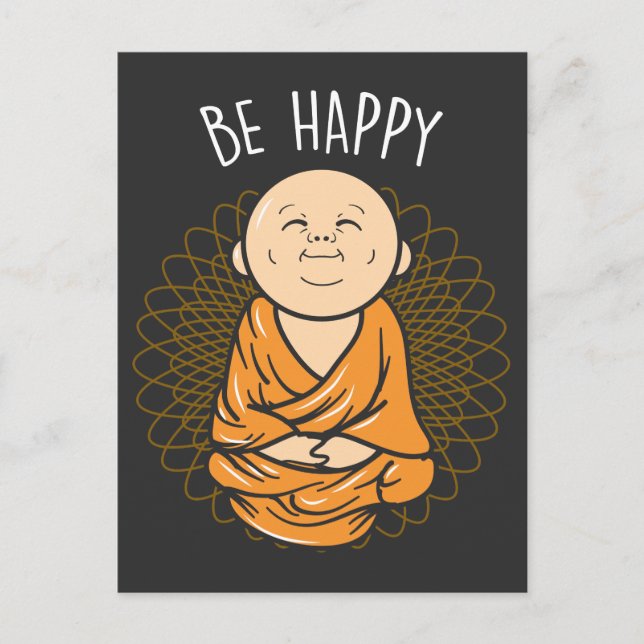 Be Happy Zen Little Buddha Mandala Buddhist Postkarte (Vorderseite)