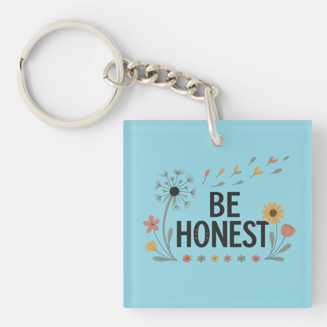 Be Honest Floral Keychain Pink Yellow Green Flower Schlüsselanhänger (Vorderseite)
